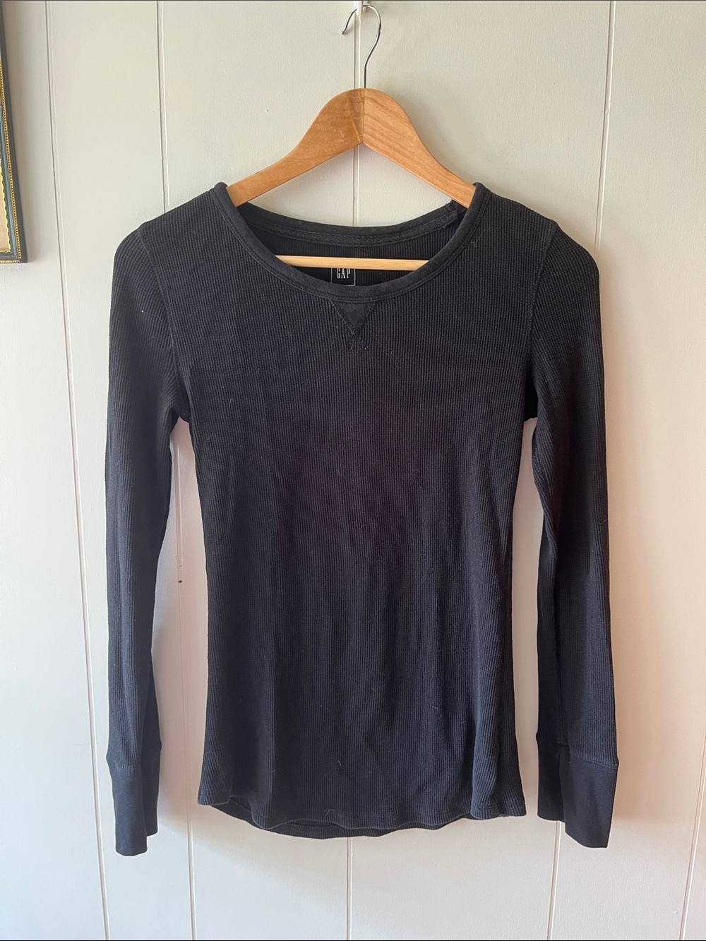 GAP Black Waffle Long-Sleeve Tee